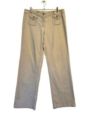 Sitwell Anthropologie |  Straight Leg Pouch Pocket Front Pants Mid Rise Tan